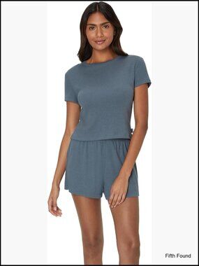 Supersoft Cropped Baby Doll Tee & Sleep Shorts Lounge Set Size Small